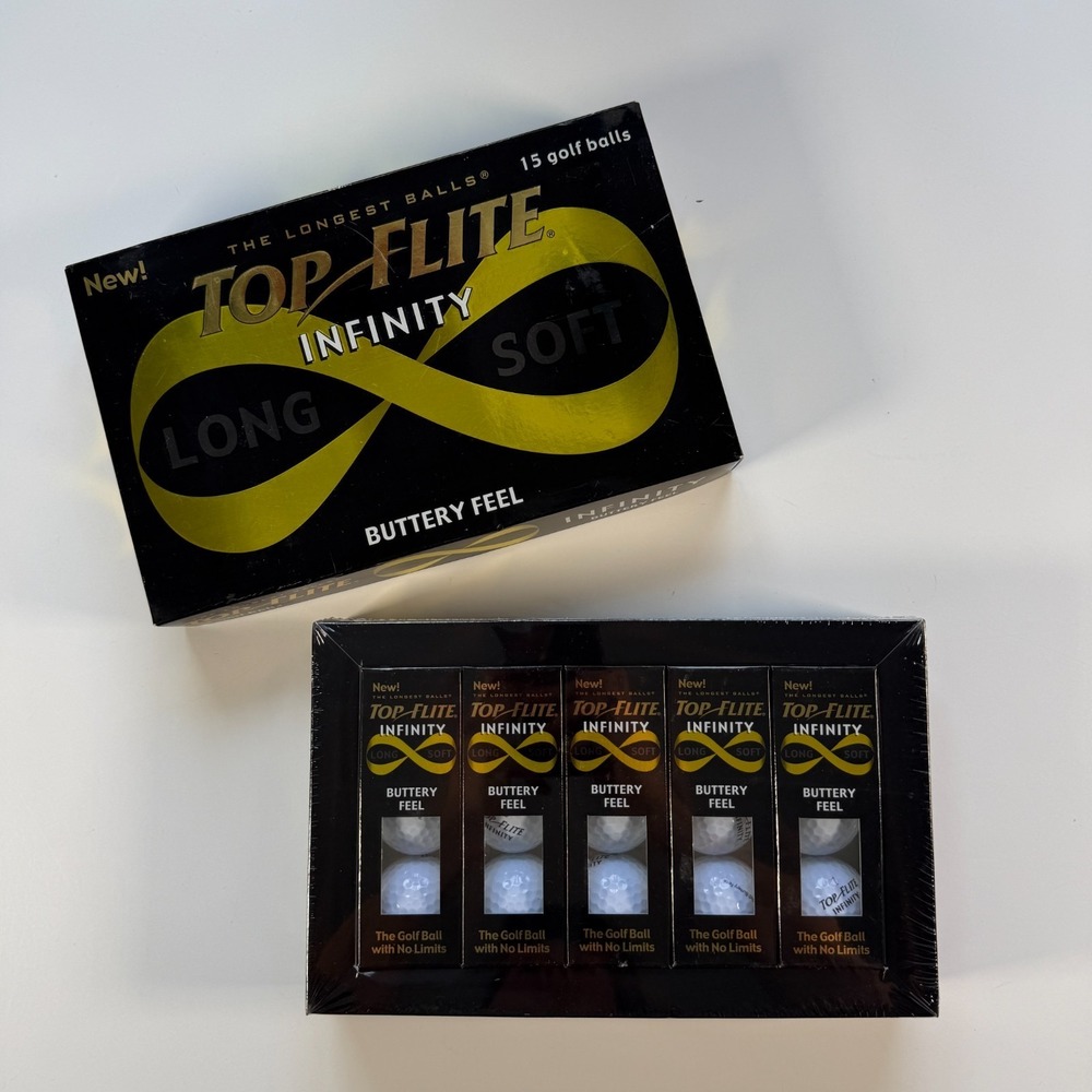 TOP FLITE Infinity 15 Golf Balls 5 Sleeves Long Soft Buttery Feel New USA Made‎